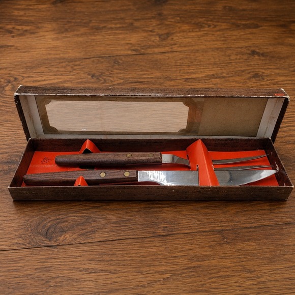 St. Regis Other - Vintage St. Regis Carving Set Stainless Steel Serrated Knife Rosewood Handle Box